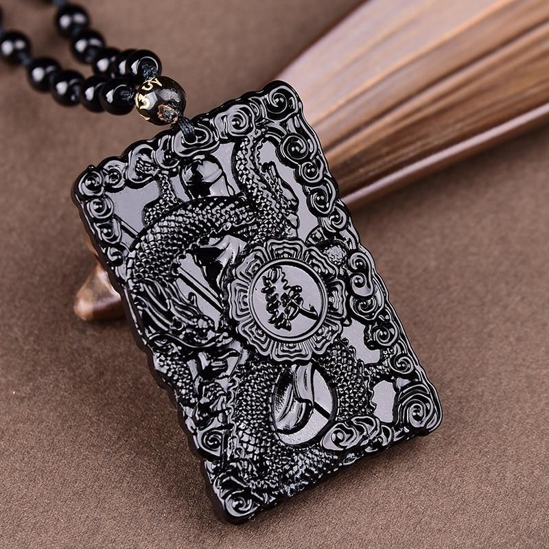 God of War Obsidian & Stainless Steel Necklace
