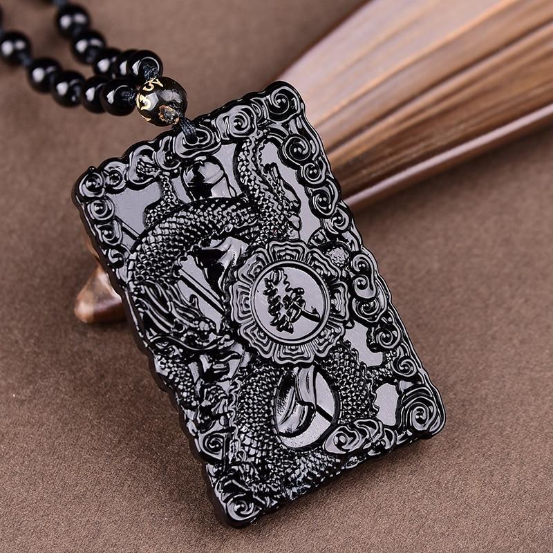 God of War Obsidian & Stainless Steel Necklace
