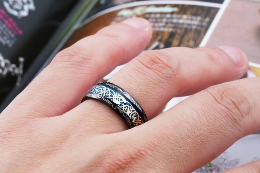 Gilded Celtic Dragon Ring - Wyvern's Hoard