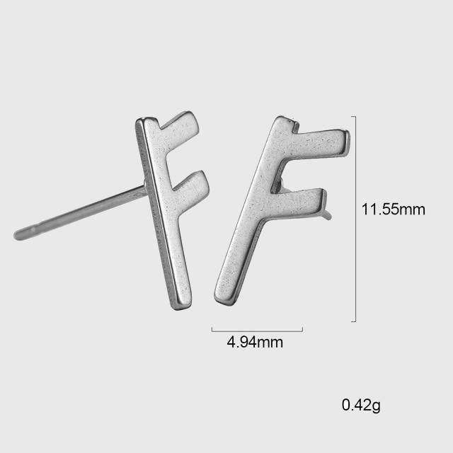 Minimalist Elder Futhark Runes Ear Studs - Wyvern's Hoard