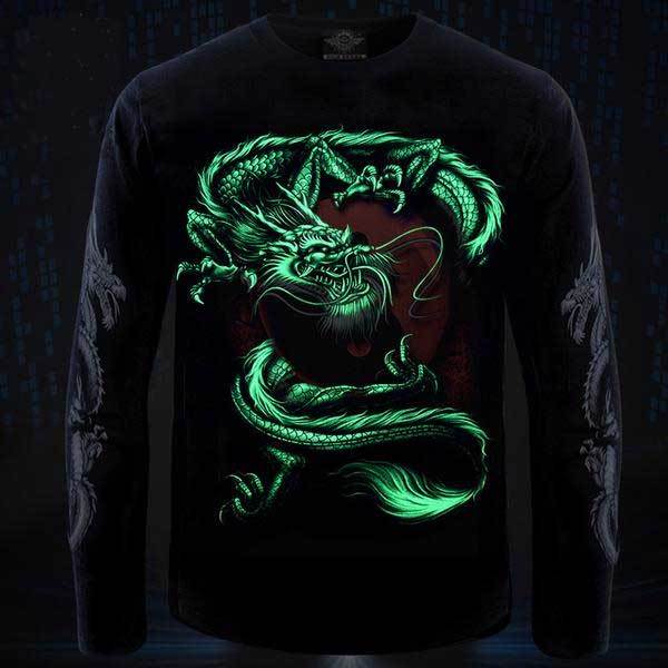 Yin & Yang Dragon Glow In The Dark Long Sleeve Shirt