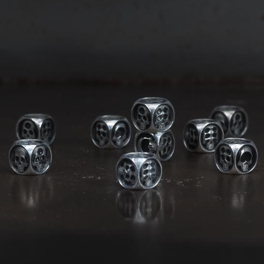 Sterling Silver Monster Skulls D6 Dice (1 Pair)
