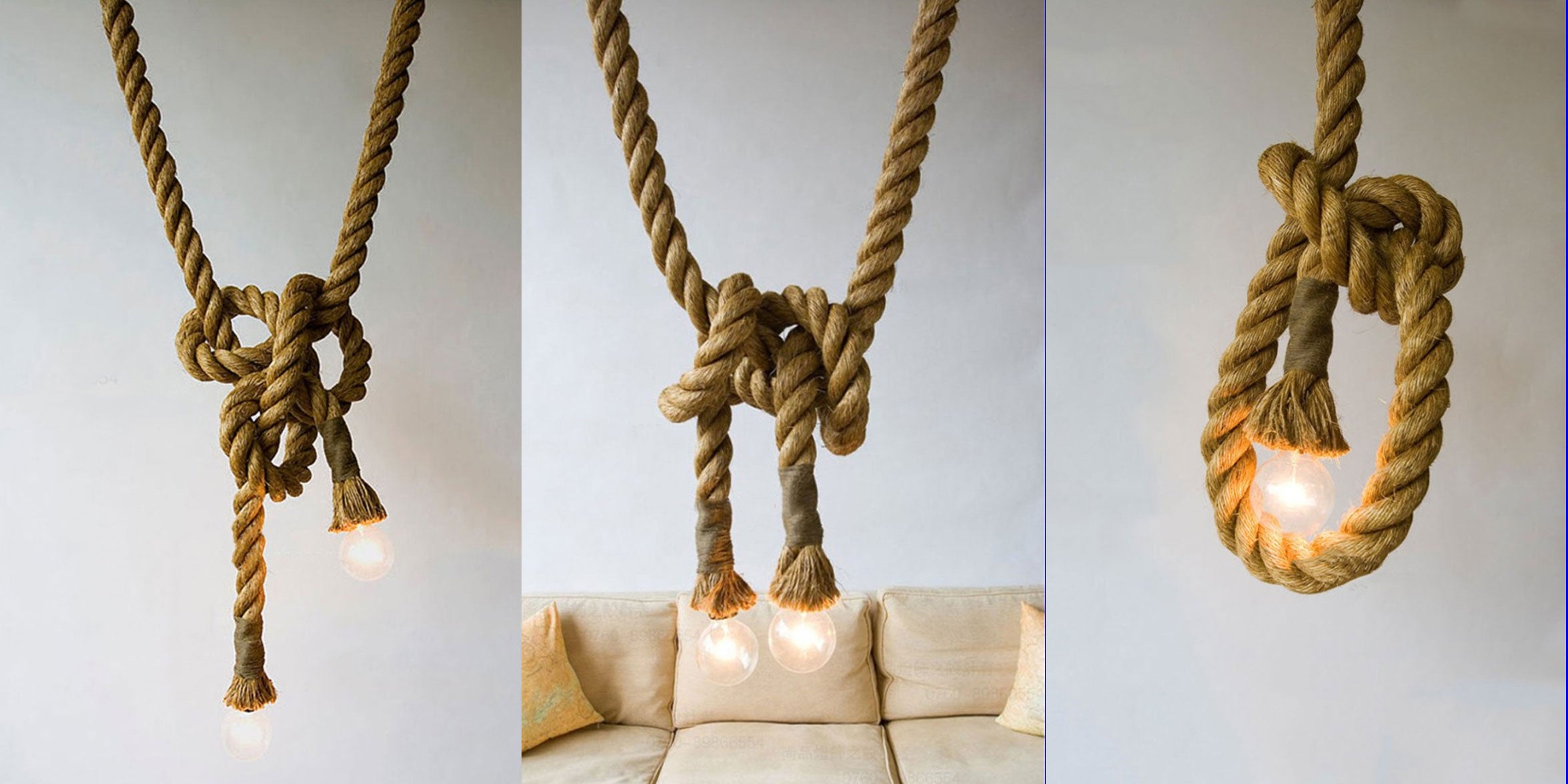 Hemp Rope Hanging Lights Holder