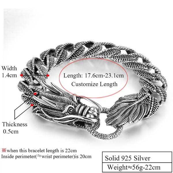 Sea Dragon Sterling Silver Bracelet - Wyvern's Hoard