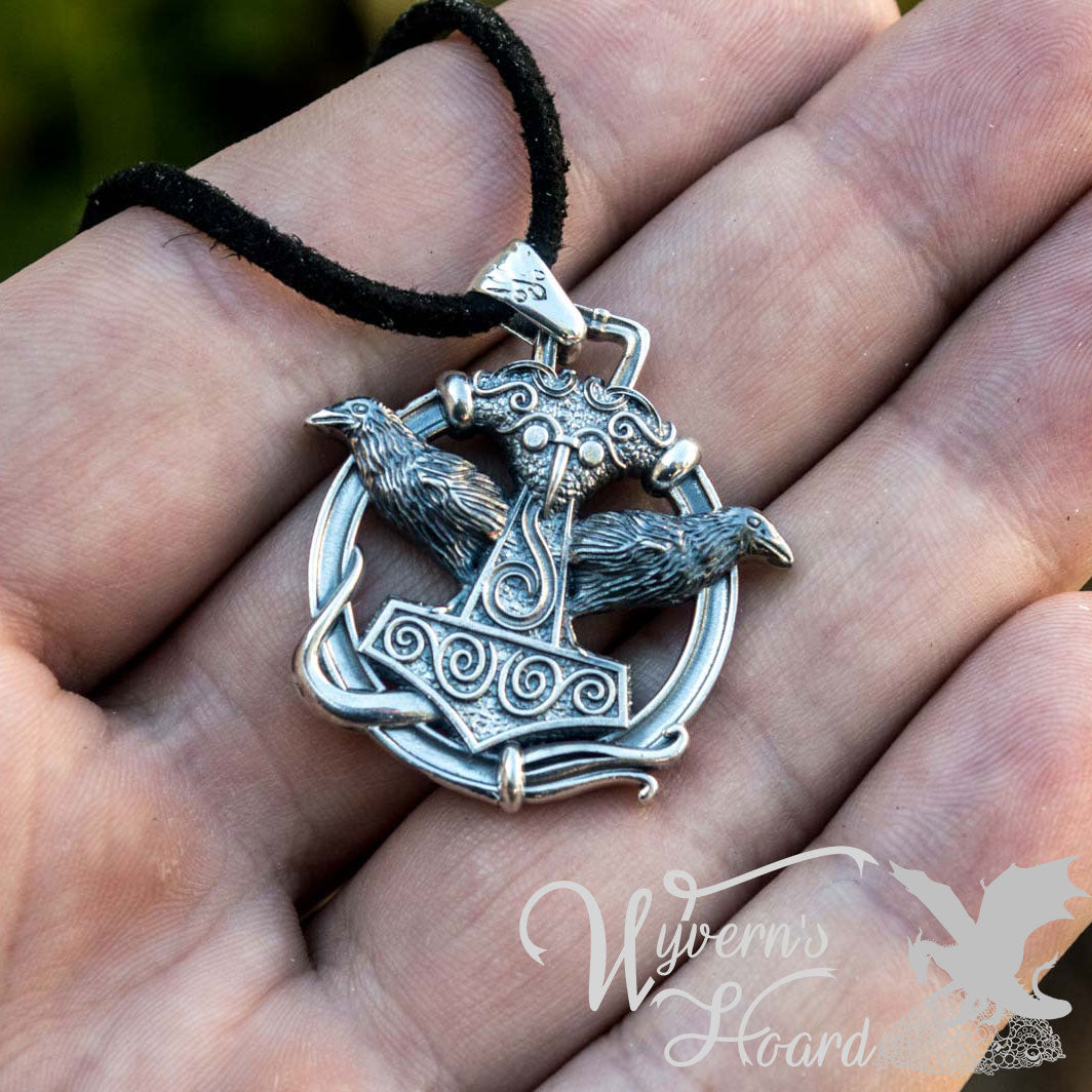 Mjölnir & Odin's Ravens Talisman Necklace