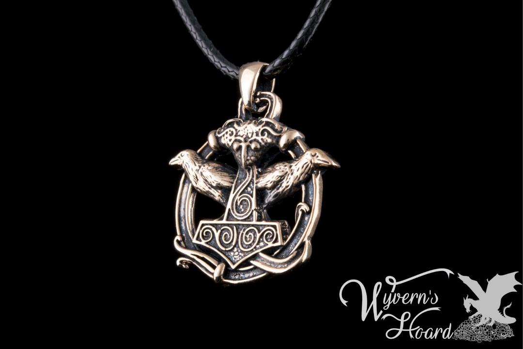 Mjölnir & Odin's Ravens Talisman Necklace