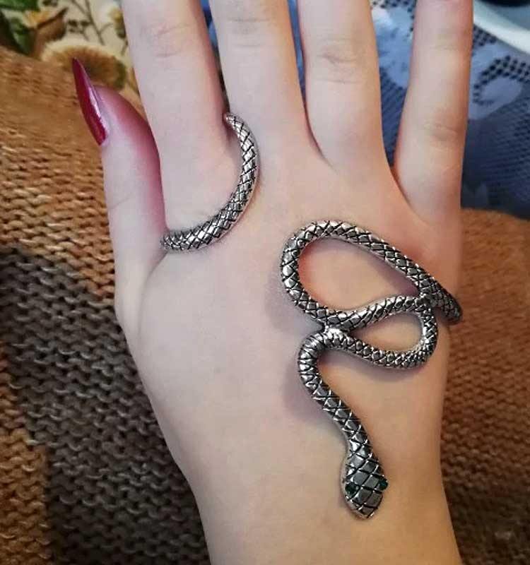Coiling Snake Hand Bracelet - Wyvern's Hoard