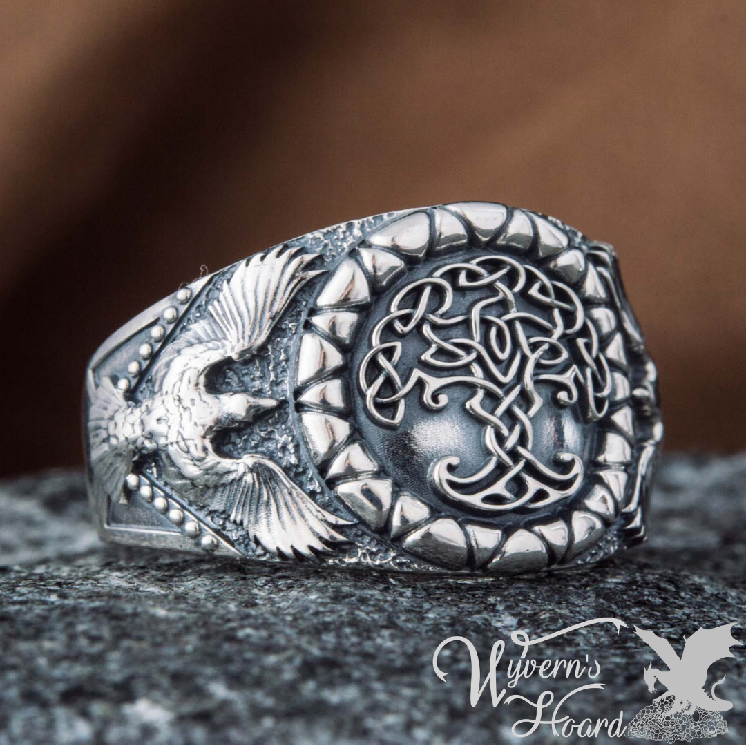 Magnificent Yggdrasil with Odin's Ravens Ring