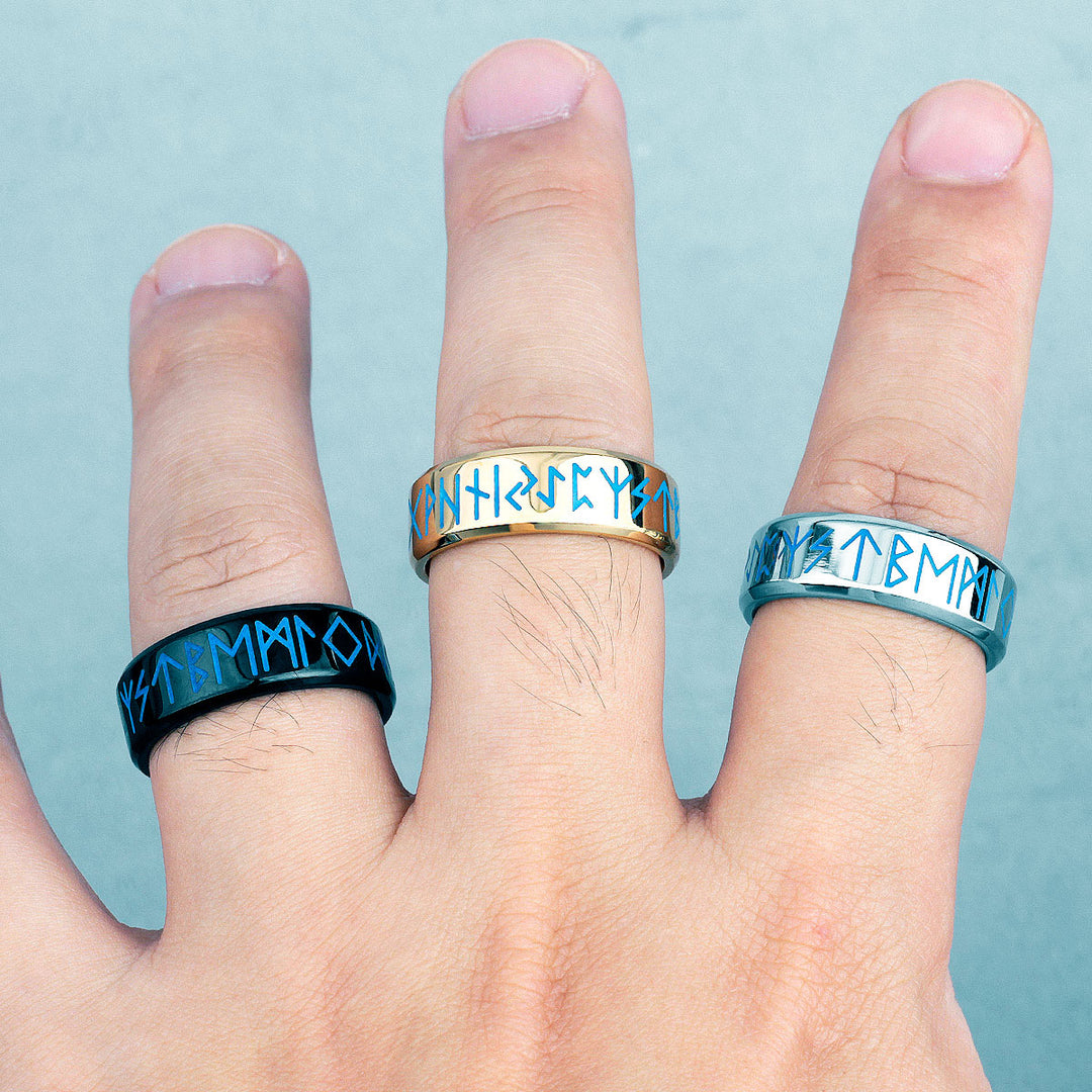 Glow in the Dark Viking Runes Spinner Rings