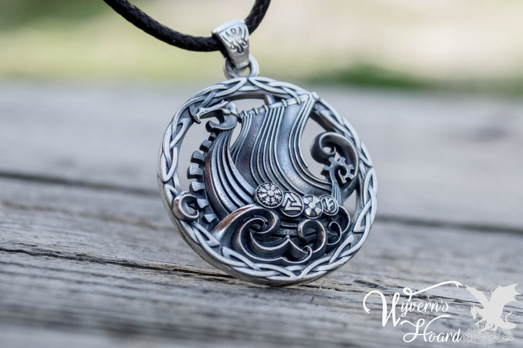 Viking Longship Sterling Silver Necklace - Wyvern's Hoard