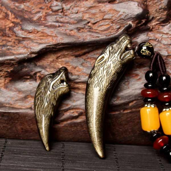 Carved Obsidian Wolf Fang - Wyvern's Hoard