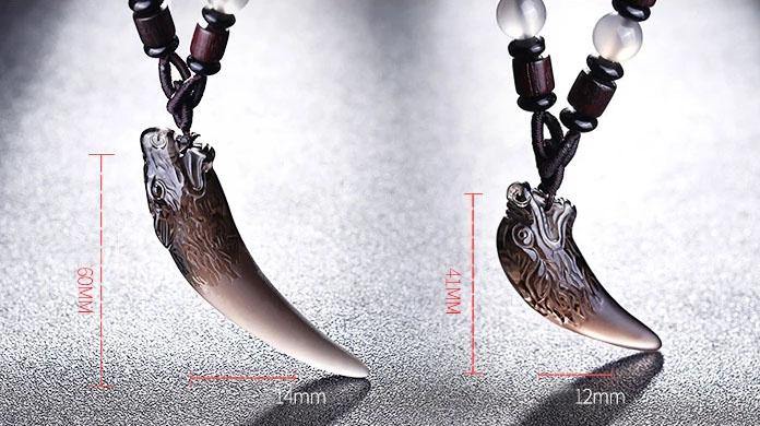 Carved Obsidian Wolf Fang - Wyvern's Hoard