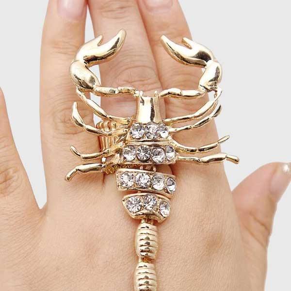 Rhinestone Scorpion Hand Bracelet - Wyvern's Hoard
