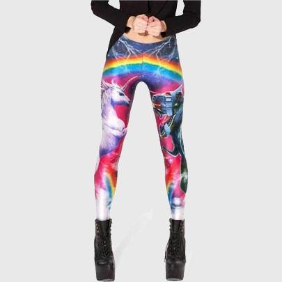 Unicorn vs Robot Rainbow Leggings - Wyvern's Hoard