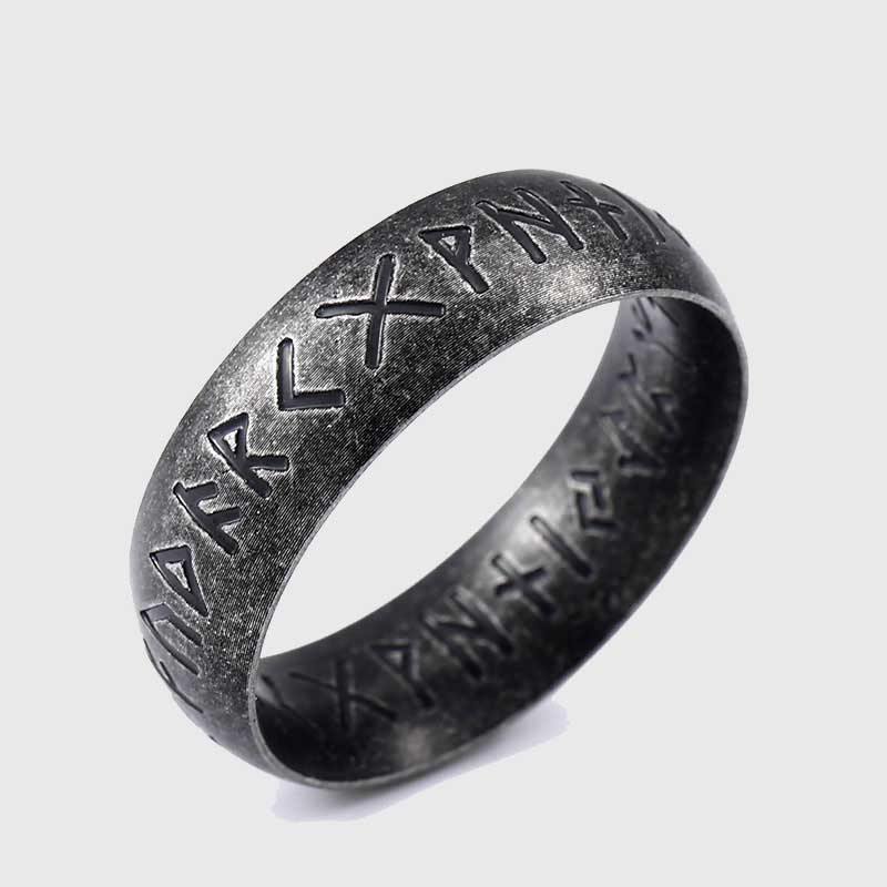 Elder Futhark Stainless Steel Ring - Wyvern's Hoard