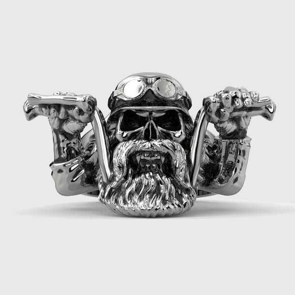 Ghost Biker Skull Ring - Wyvern's Hoard