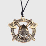 Battle-Worn Viking Battleaxes & Helmet with Runes Necklace