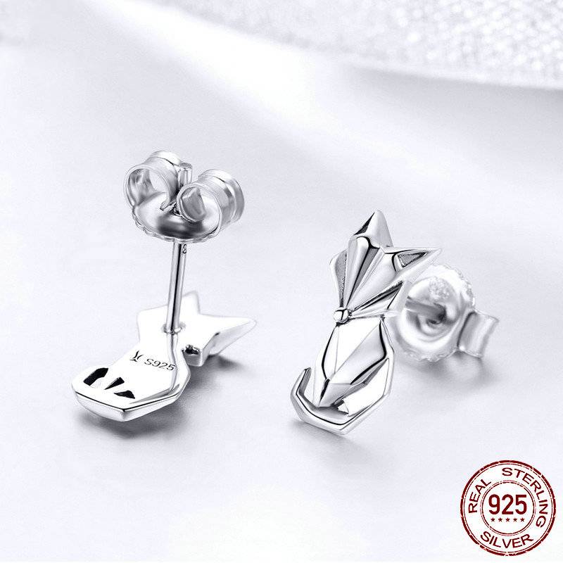 Origami Fox Sterling Silver Ring and Earrings Set