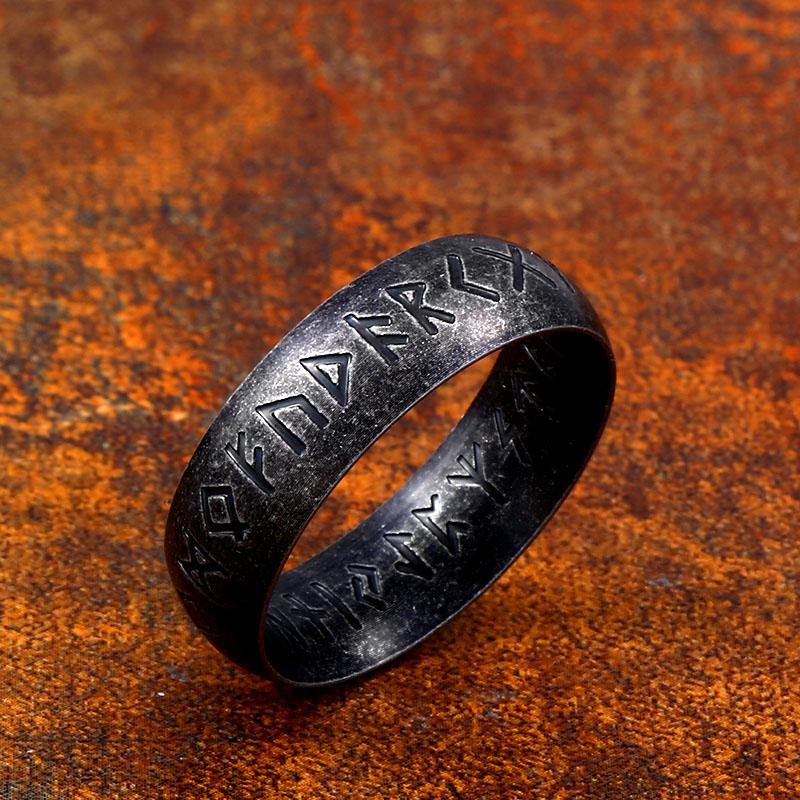 Elder Futhark Stainless Steel Ring - Wyvern's Hoard