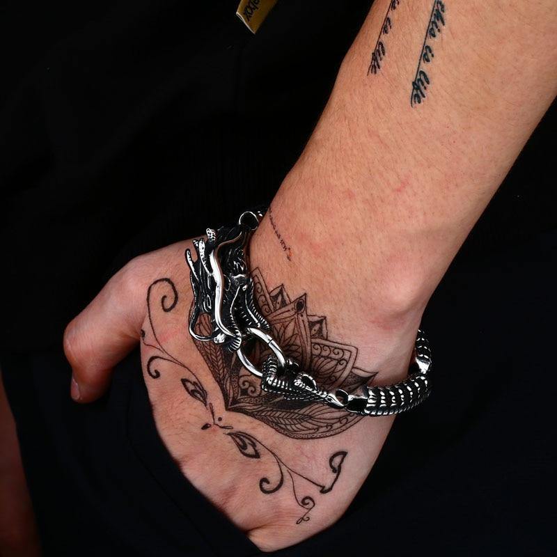 Dragon Stainless Steel Link Bracelet - Wyvern's Hoard