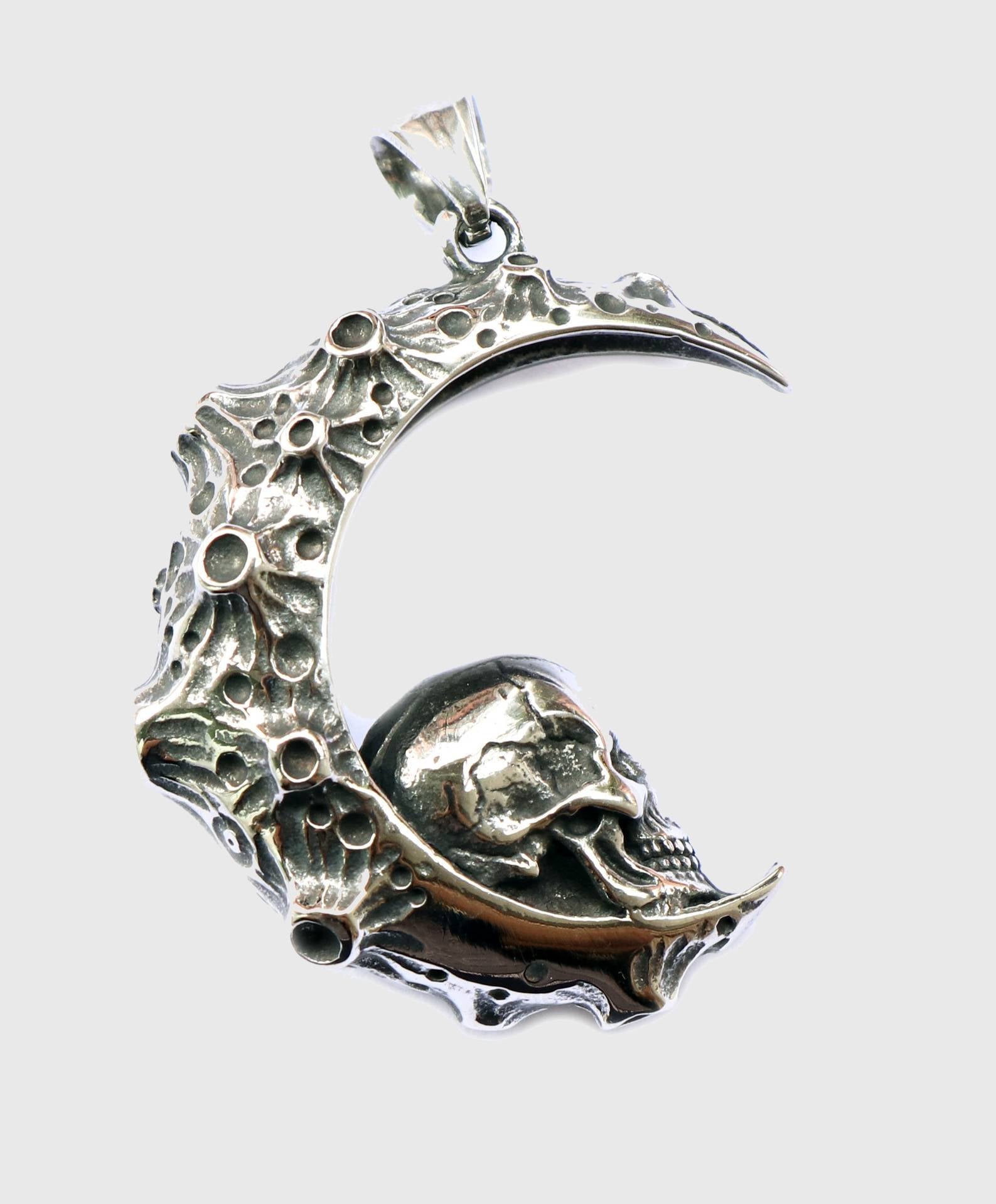 Crescent Moon Skull Necklace
