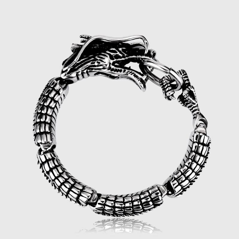 Dragon Stainless Steel Link Bracelet - Wyvern's Hoard