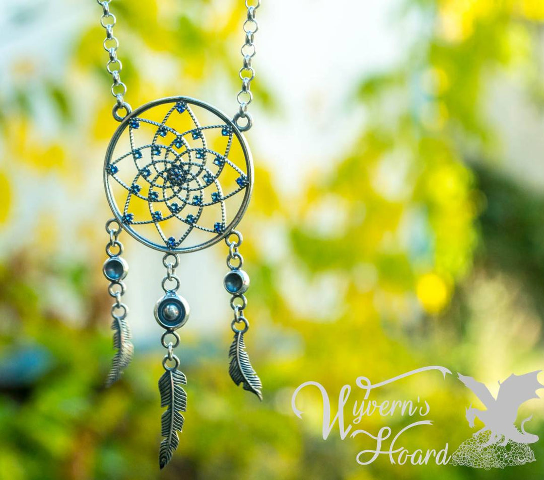 Bejeweled Dreamcatcher Sterling Silver Necklace