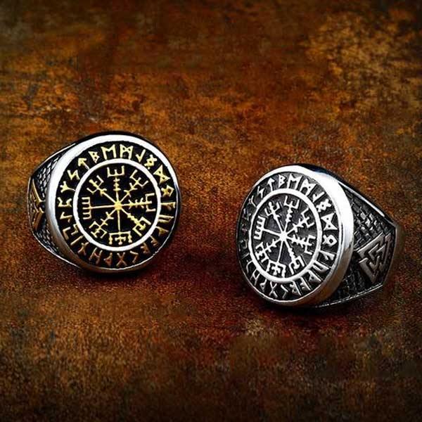Vegvisir Rune Signet Ring - Wyvern's Hoard