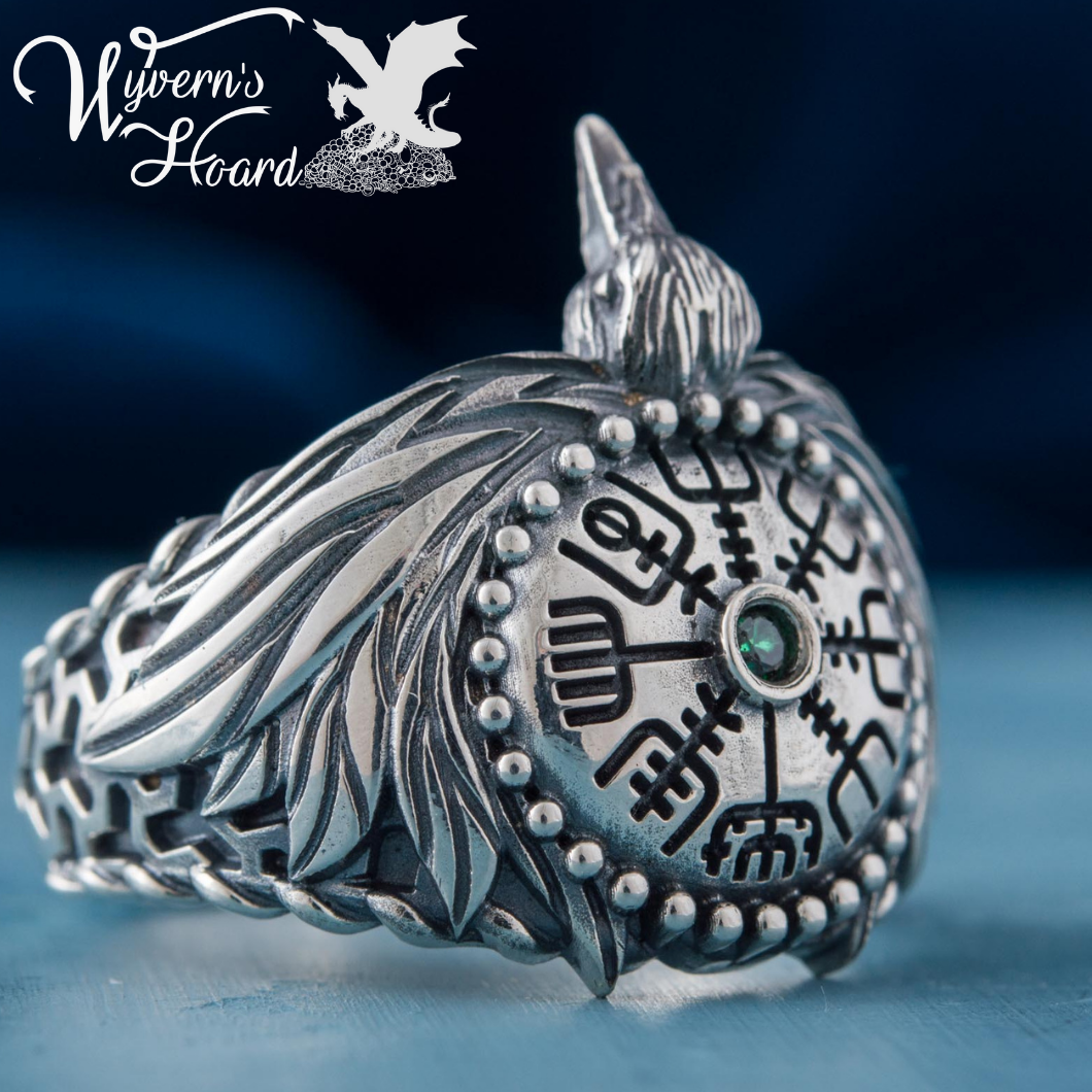 Vegvisir Raven Sterling Silver Ring