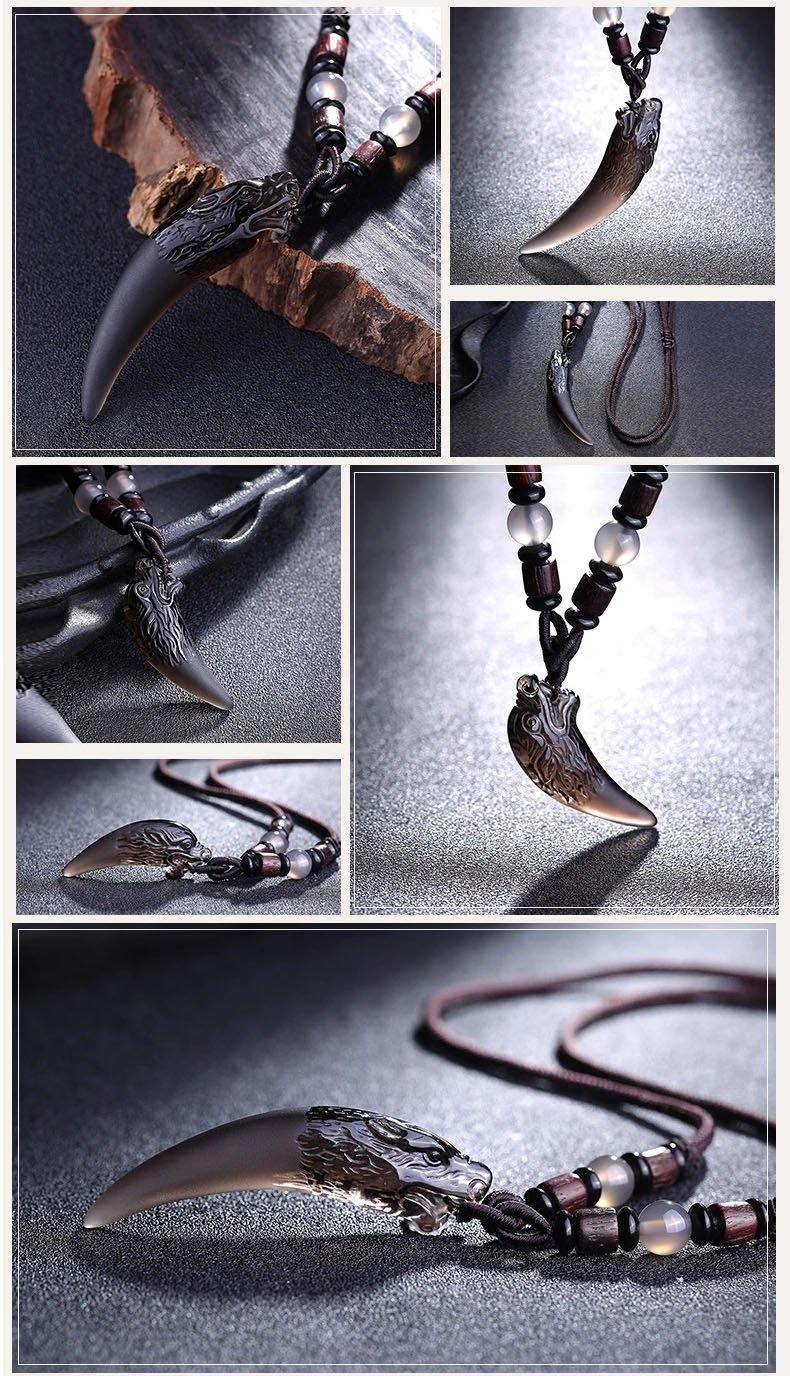 Carved Obsidian Wolf Fang - Wyvern's Hoard