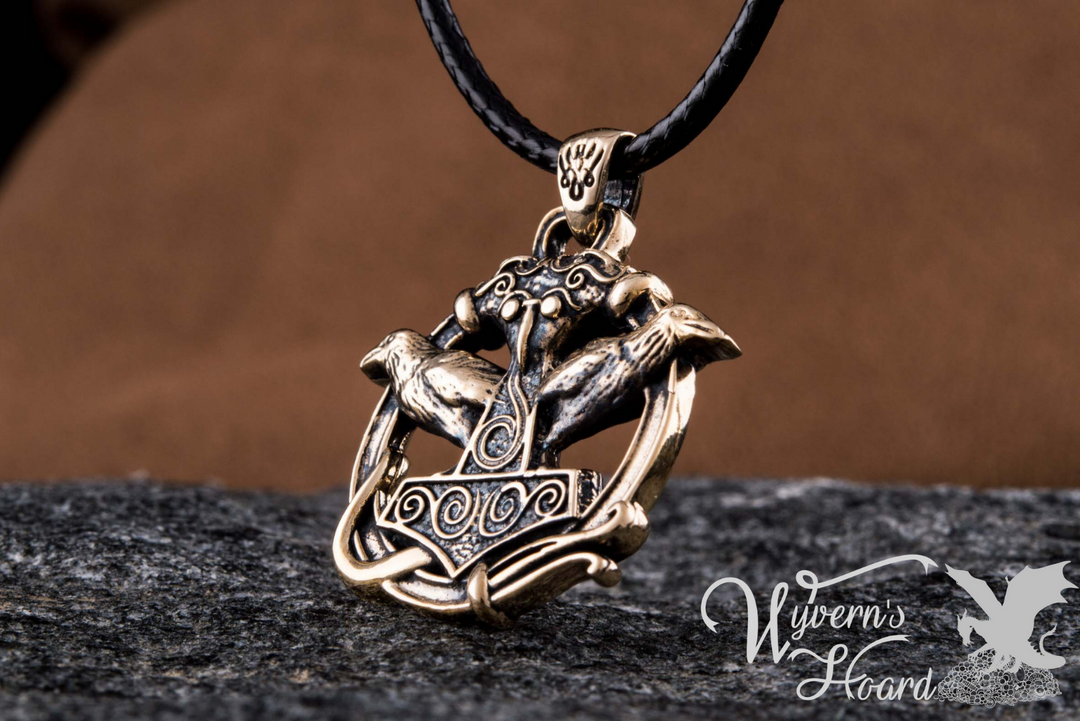 Mjölnir & Odin's Ravens Talisman Necklace