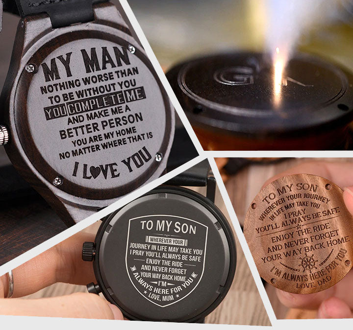 Valknut & Elder Futhark Runes Wooden Watch