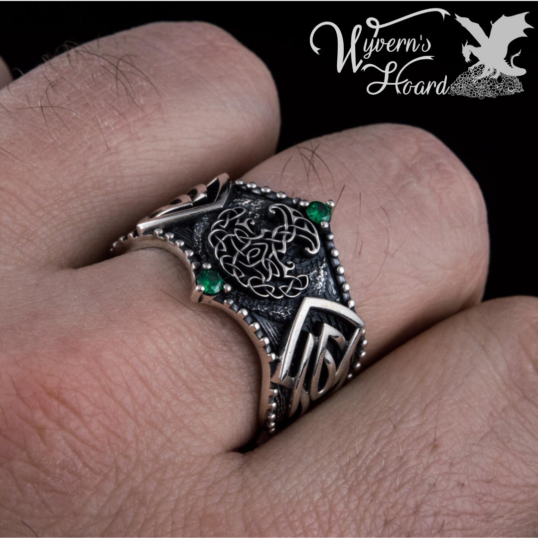 Bejeweled Yggdrasil Sterling Silver Ring