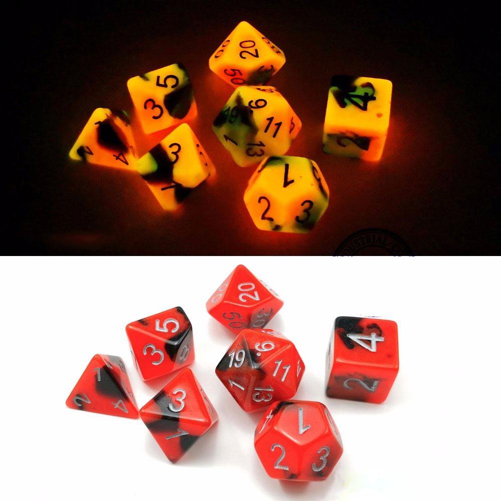 Fire & Ice Glow In The Dark Dice - Wyvern's Hoard