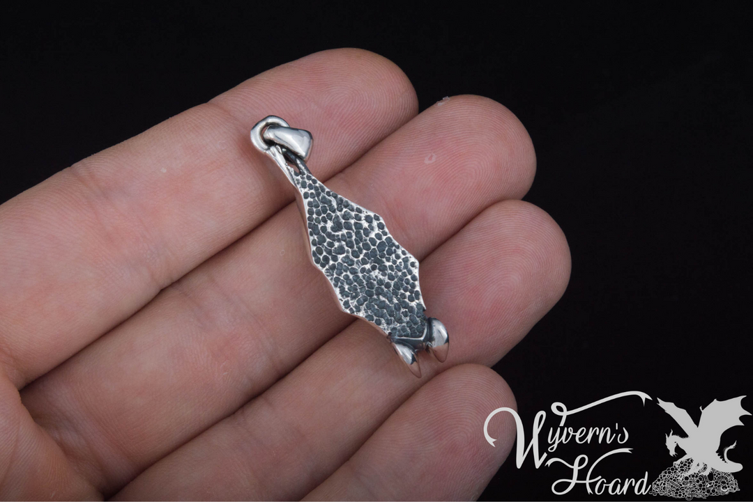 Roosting Vampire Bat Sterling Silver Necklace - Wyvern's Hoard
