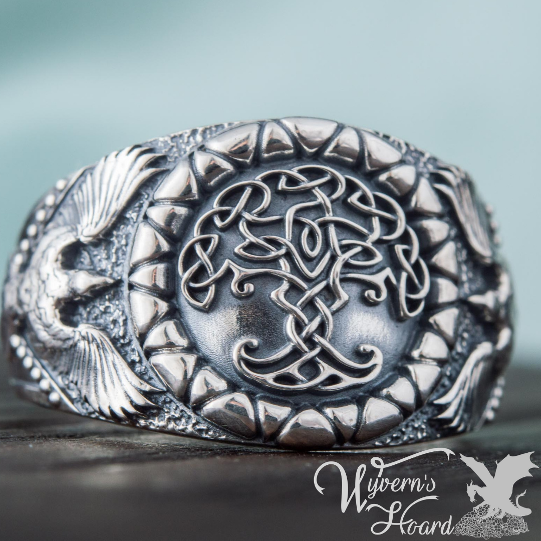 Magnificent Yggdrasil with Odin's Ravens Ring
