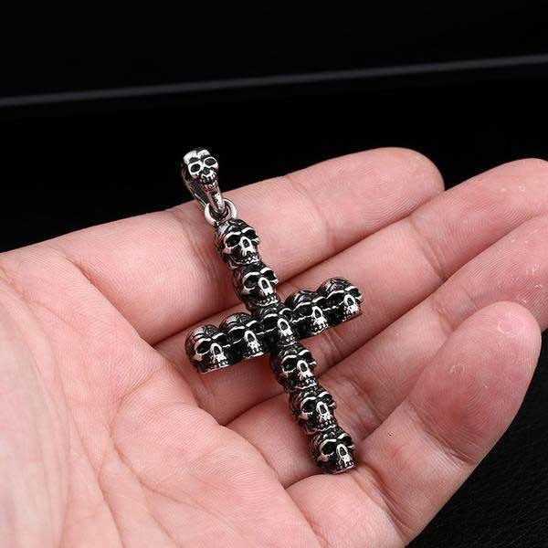 Cross of Skulls Necklace - Wyvern's Hoard