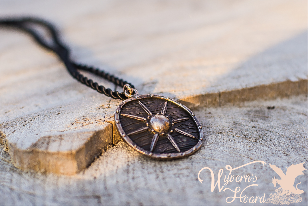 Battle Worn Viking Shield Necklace - Wyvern's Hoard