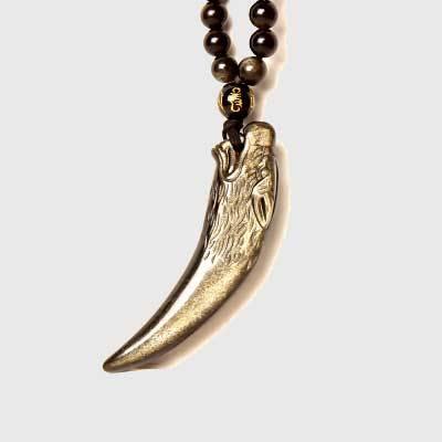 Carved Obsidian Wolf Fang - Wyvern's Hoard