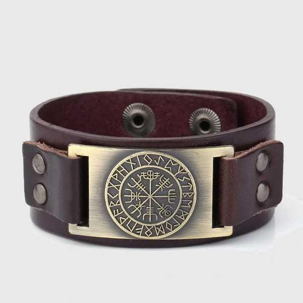 Vegvisir Leather Bracelet - Wyvern's Hoard