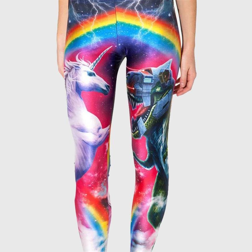 Unicorn vs Robot Rainbow Leggings - Wyvern's Hoard