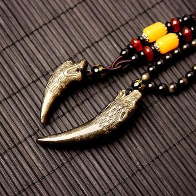 Carved Obsidian Wolf Fang - Wyvern's Hoard