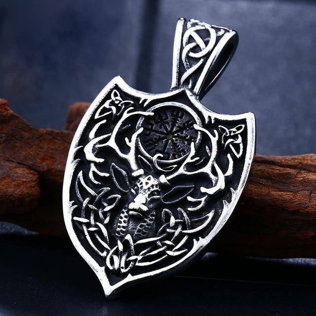 Eikthyrnir Stag Shield Necklace - Wyvern's Hoard