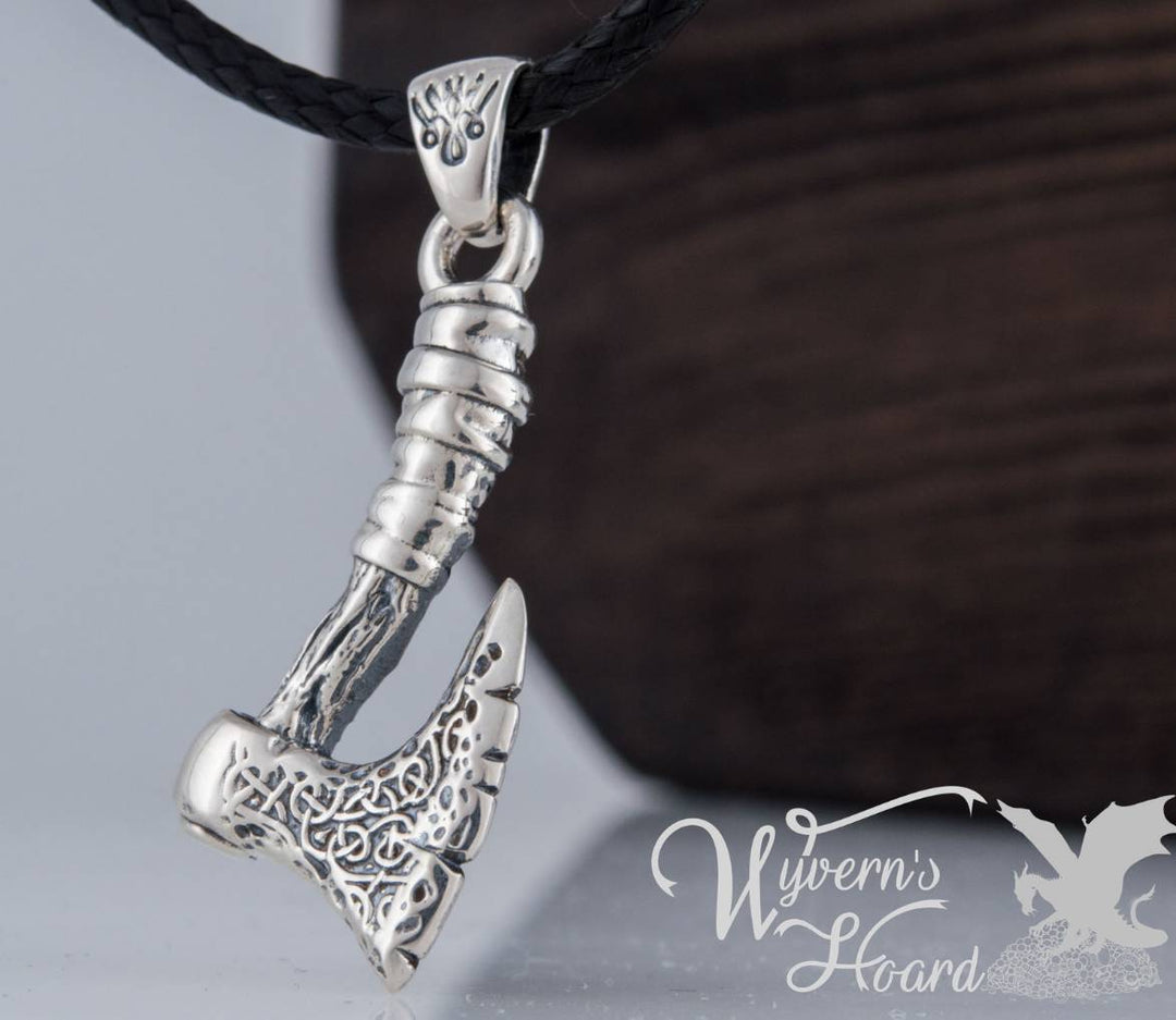 Viking Battleaxe Sterling Silver Necklace