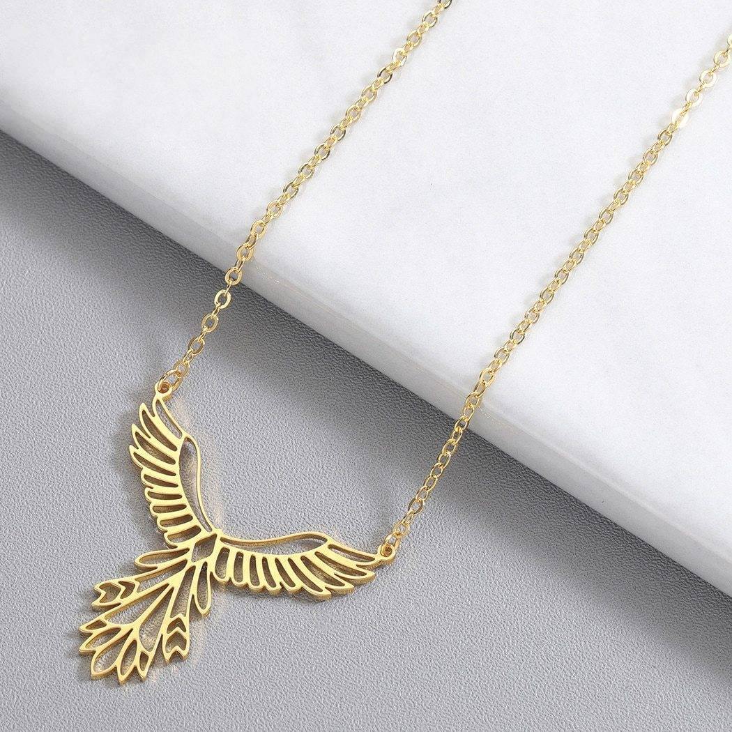 Geometric Phoenix Stainless Steel Necklace - Wyvern's Hoard