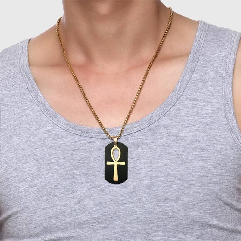 Egyptian Ankh Key of Life Tag Necklace