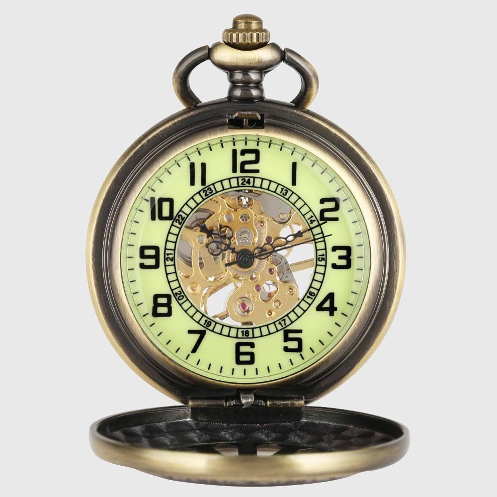 Glow In The Dark Hollow Mechanical Pocket Watch - Wyvern's Hoard