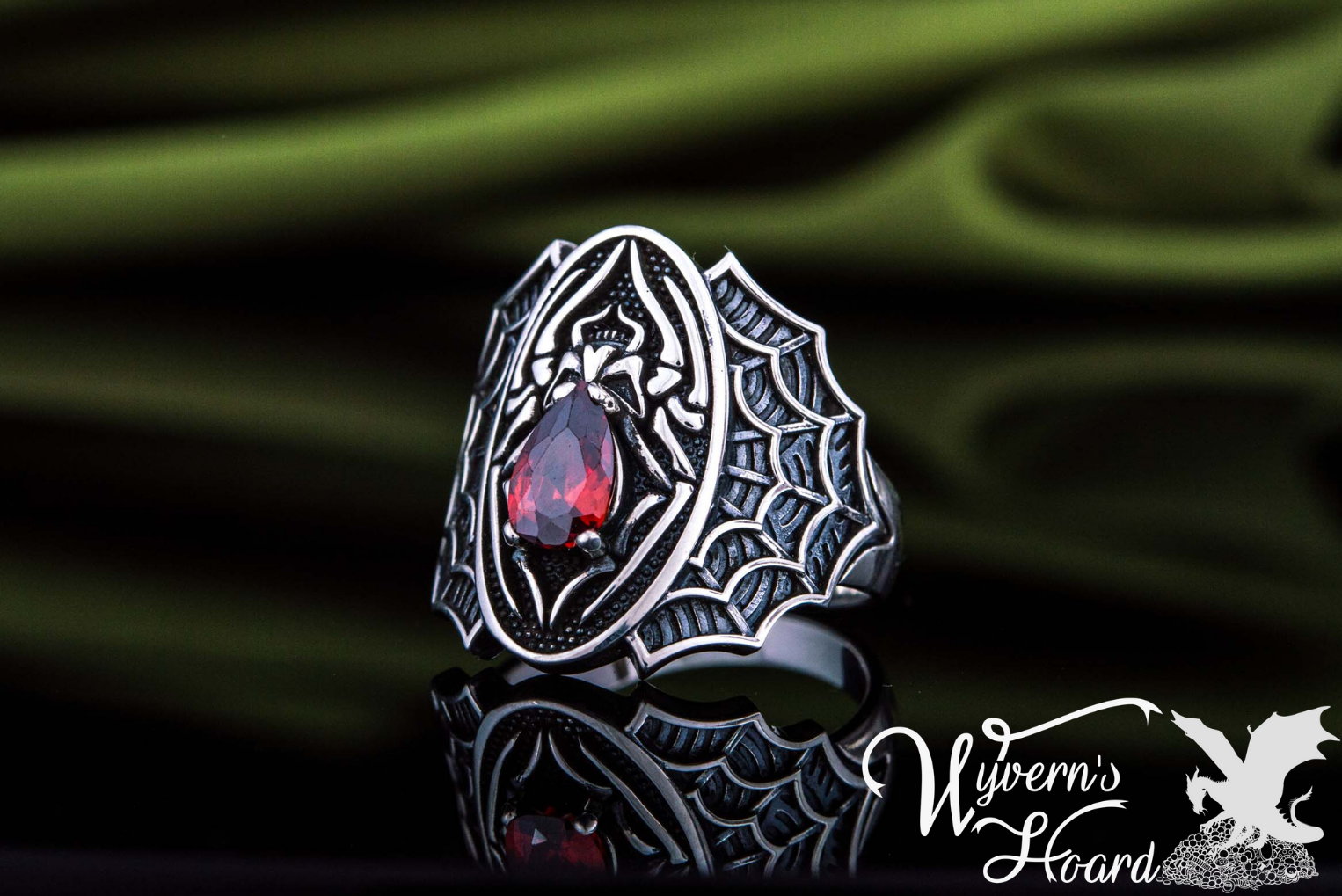 Bejeweled Black Widow Spider Ring