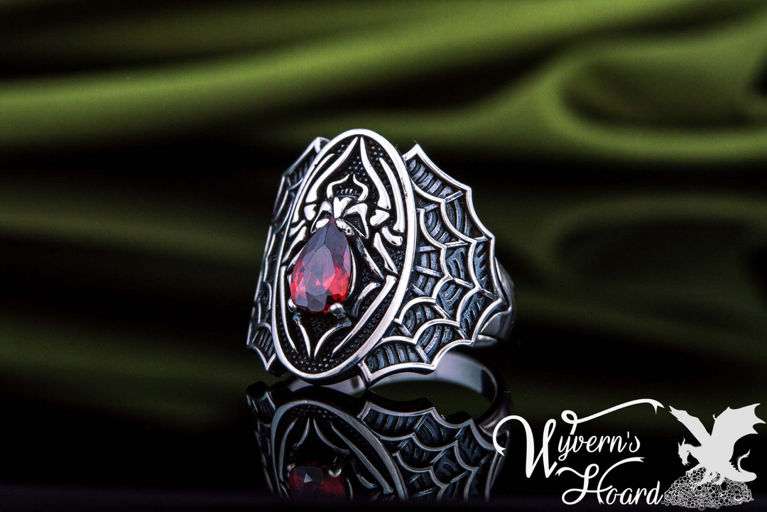 Bejeweled Black Widow Spider Ring