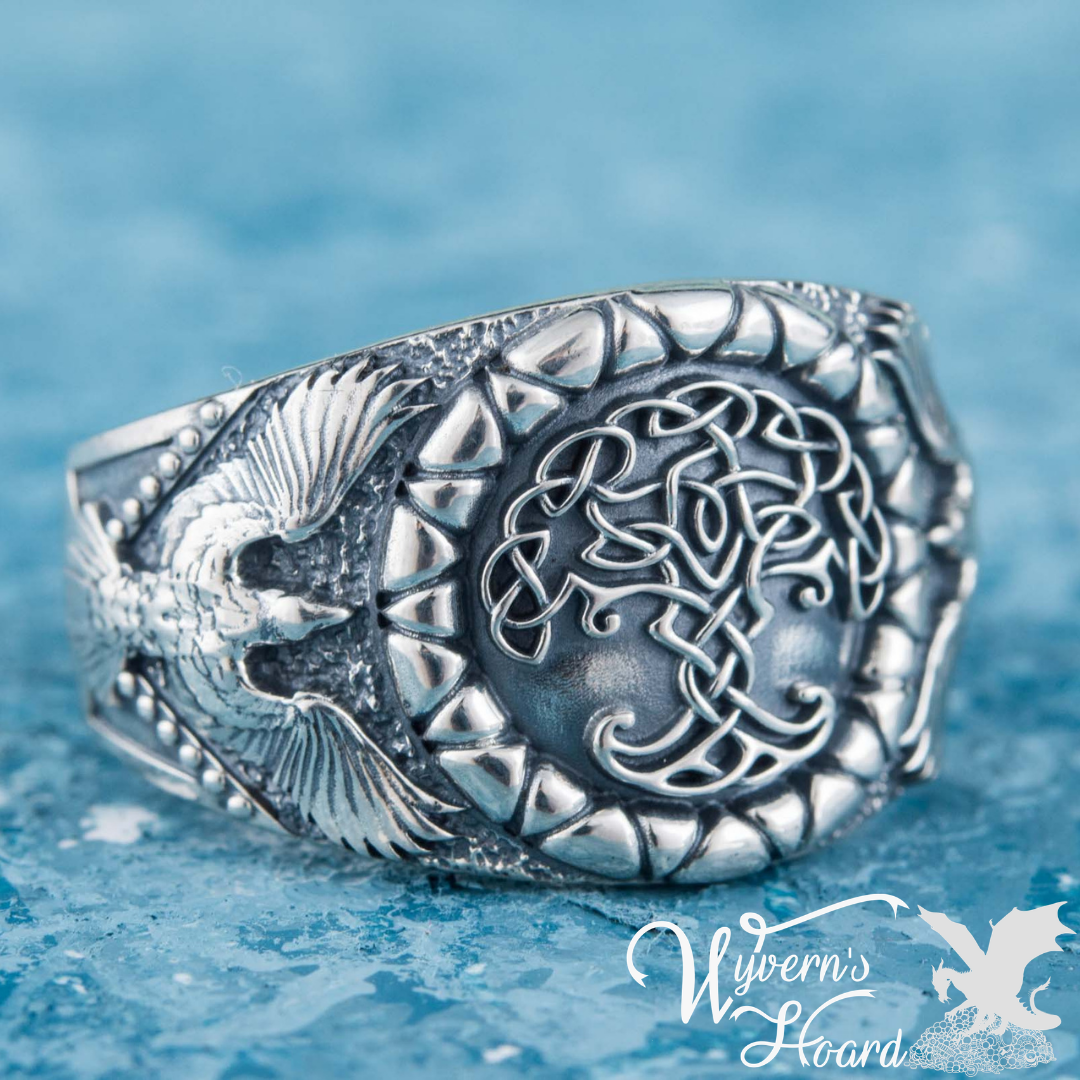 Magnificent Yggdrasil with Odin's Ravens Ring